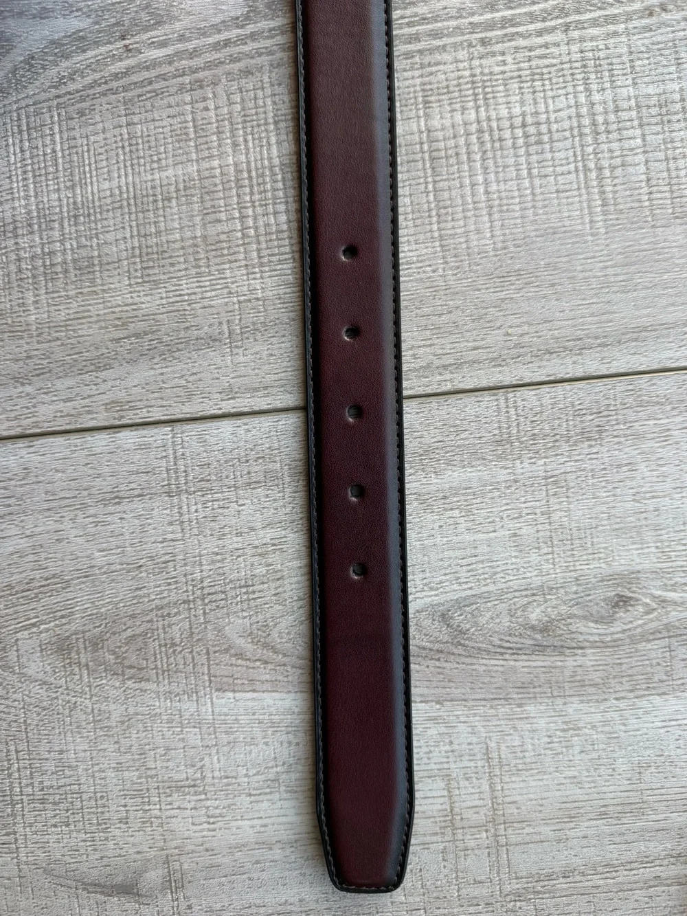 Genuine Leather Men's Double-Sided Black/Burgundy Belt